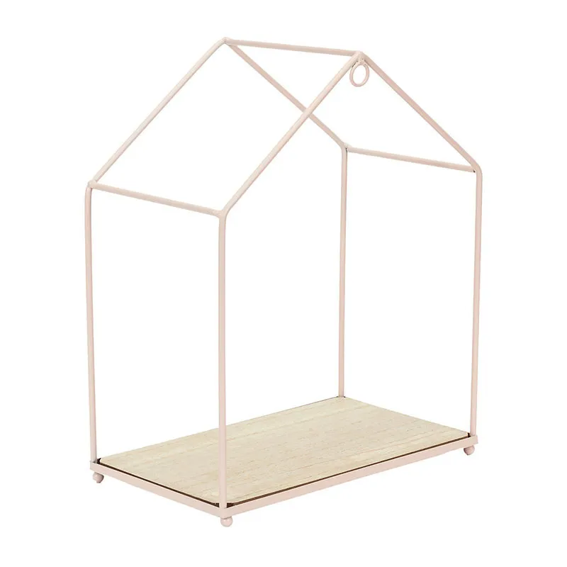 3 Étagères maison filaire Rose - 23x13x28cm-3