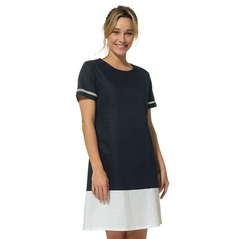 Robe MC Chimere Femme - Marine/Blanc-1