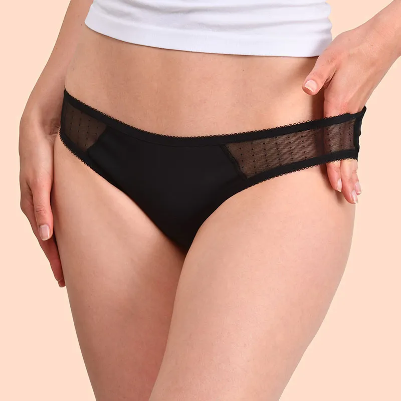 Culotte menstru. Basic + Culotte menstru. Plumetis - Noir-5