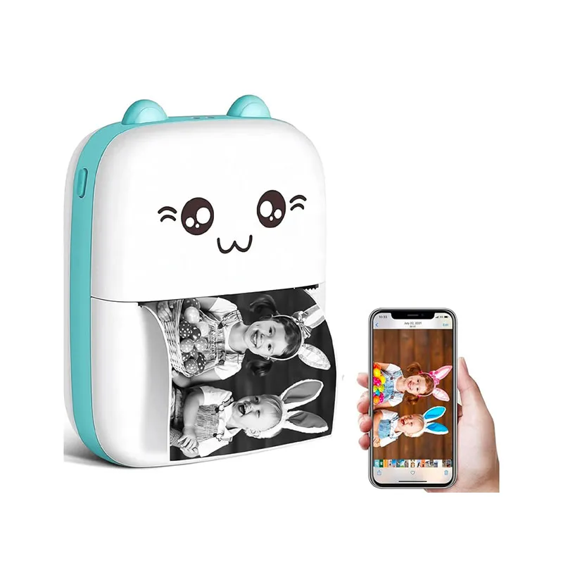 Imprimante portable thermique Bluetooth Cat - Bleu-0