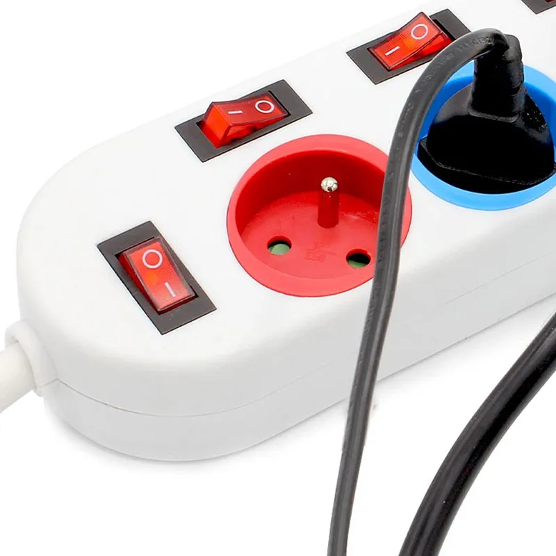 Bloc multiprise 5 prises couleur interrupteurs indiv. - 3680W-3