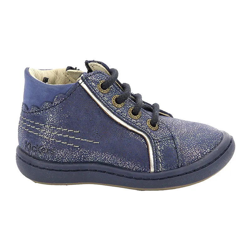 Bottillons zip/lacets Kickpinns - Marine métallisé-0