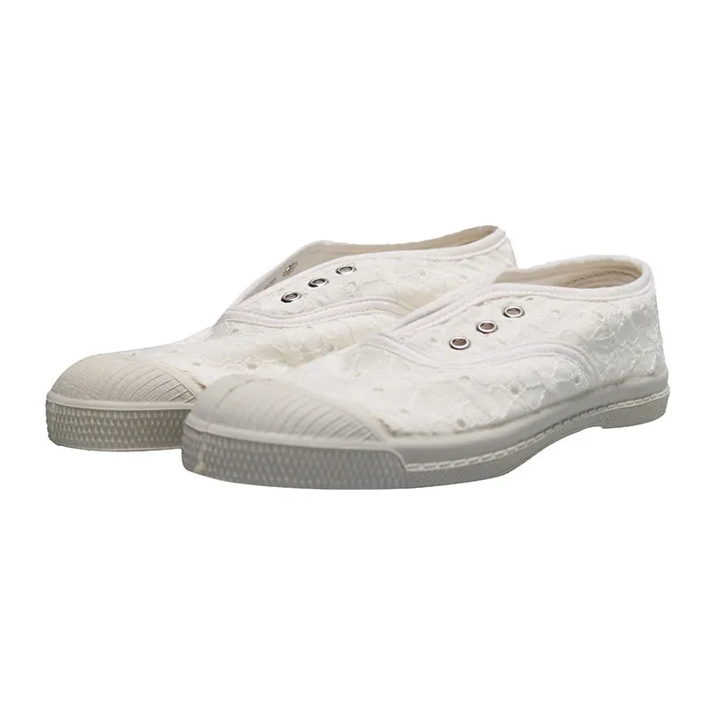 Tennis sans lacets Enfant Elly Broderies anglaises - Écru - BENSIMON --1