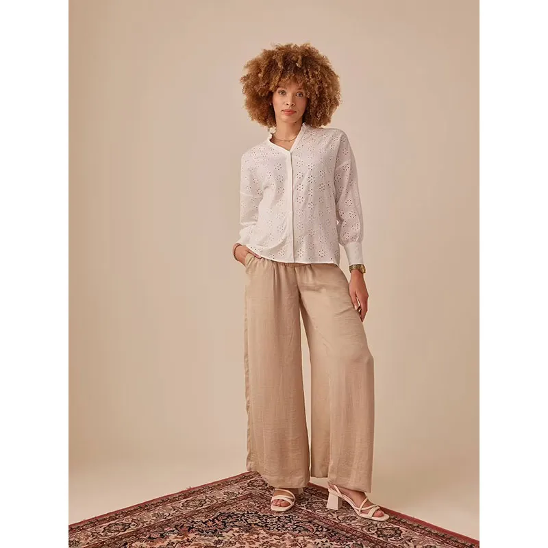 Pantalon de grossesse fluide Pallazzo - Sable-3