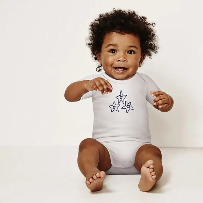 3 Bodies MC Coton Bio Étoiles Bébé - Bleu-1