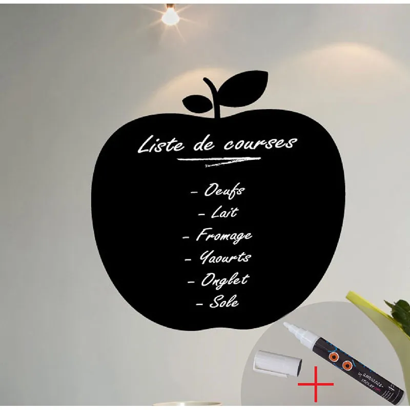 Stickers ardoise - Pomme et craie liquide blanche-3