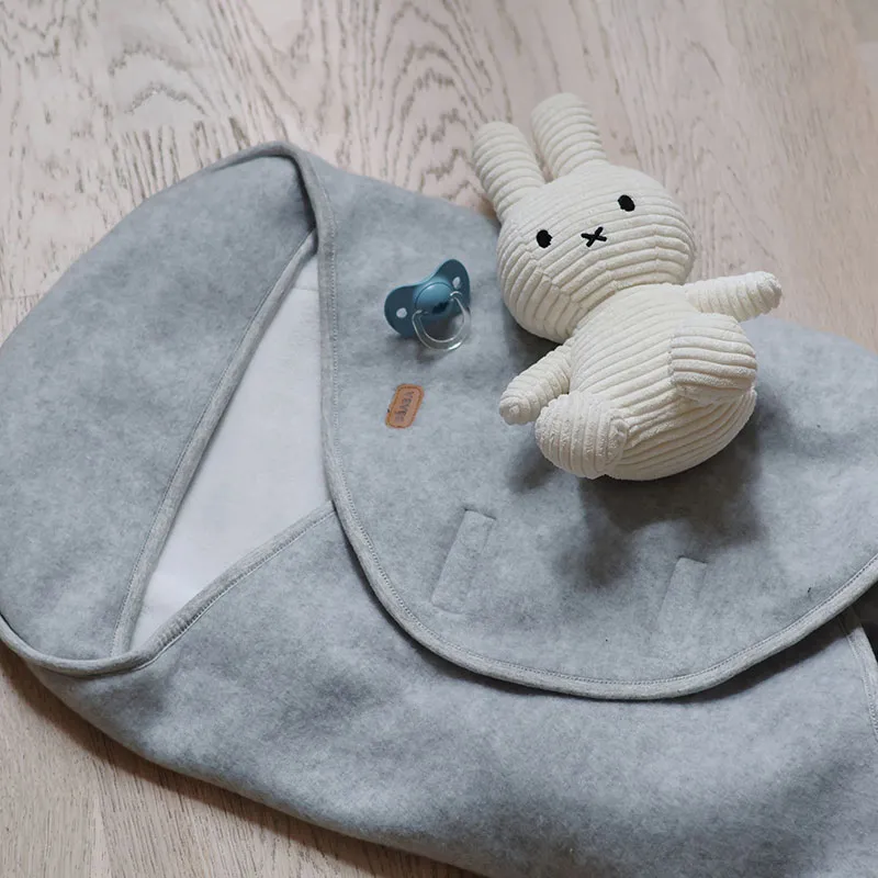 Couverture polaire Babynomade Gris Chiné/Blanc - 0-6m-7