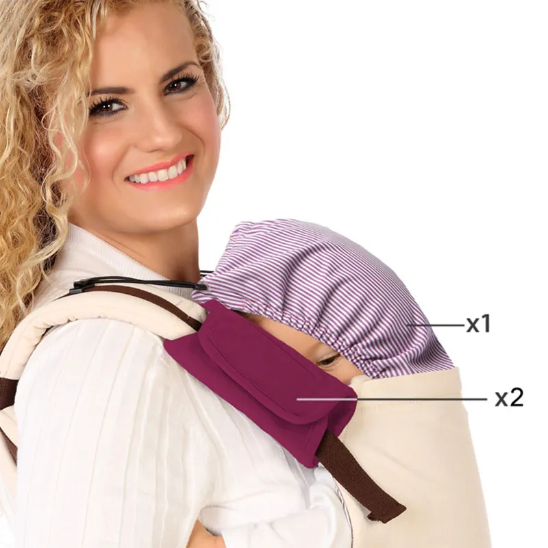 Set Capuche + Protecteurs Bretelles Porte bébé - Violet-2