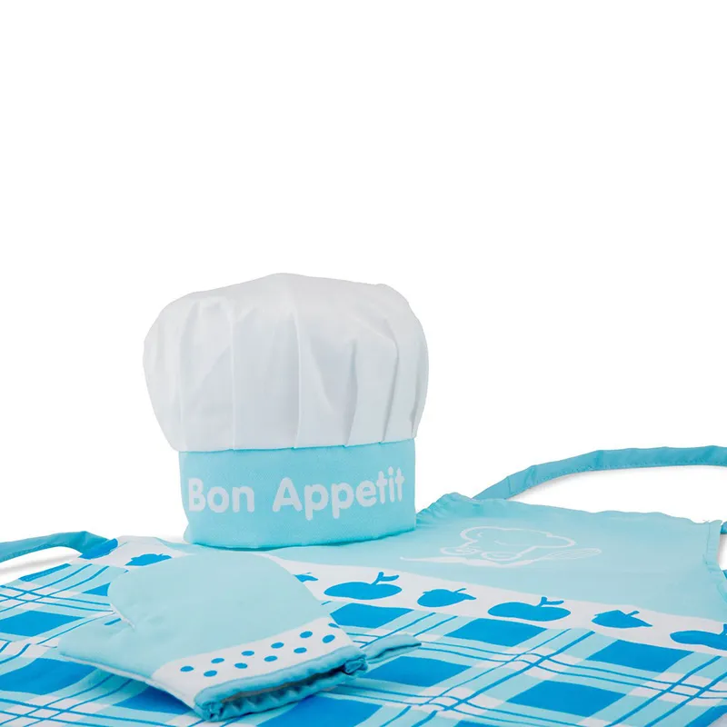 Tablier toque + Gant de cuisine Bleu - 36m+-3