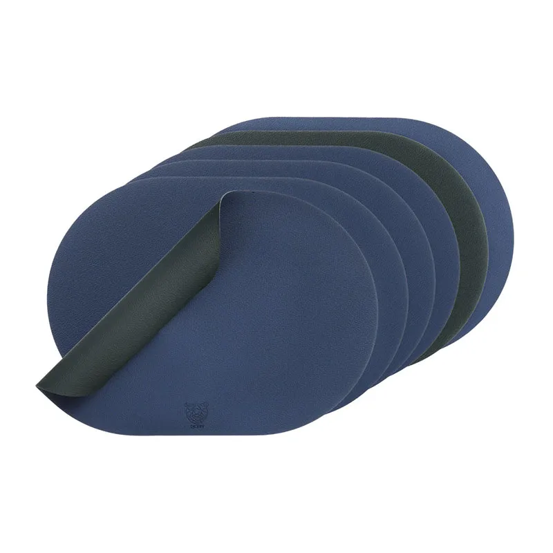 Sets de table ovale Cuir recyclé révers. Bleu nuit/Anthracite - 6pcs-0