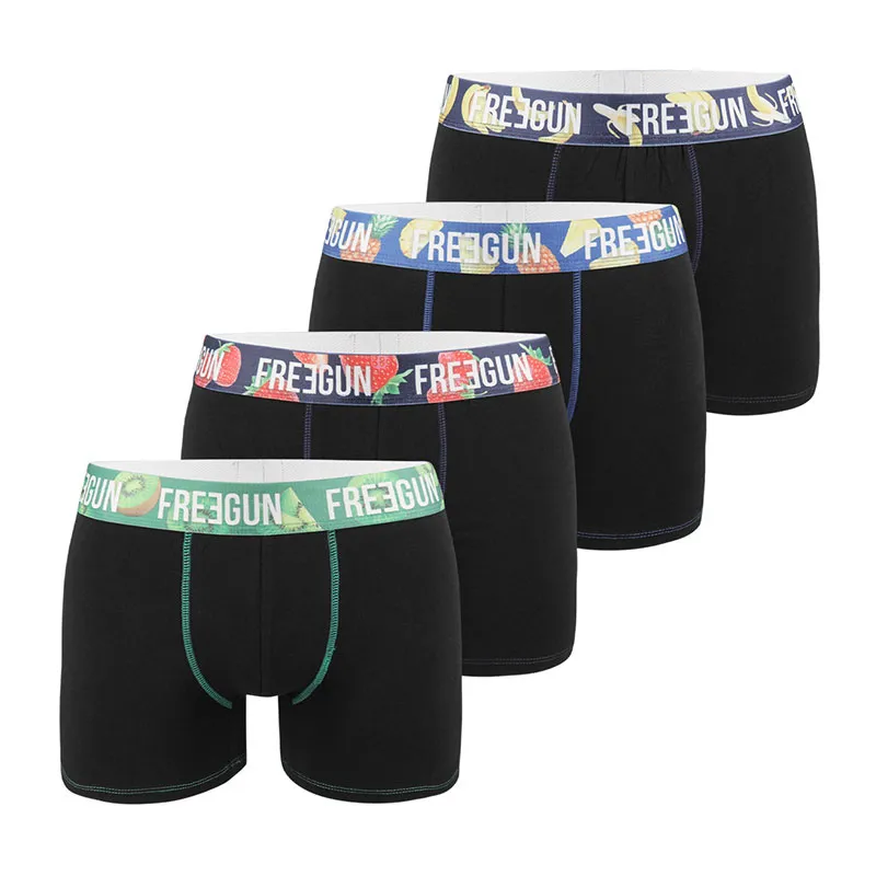4 Boxers Homme Coton Bio - Noir/Jaune/Vert/Bleu/Rouge-0