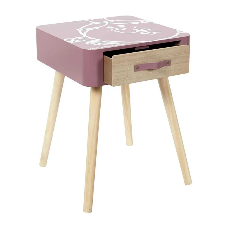 Table de chevet Madame Princesse Bois Rose - 35x35x48cm-3
