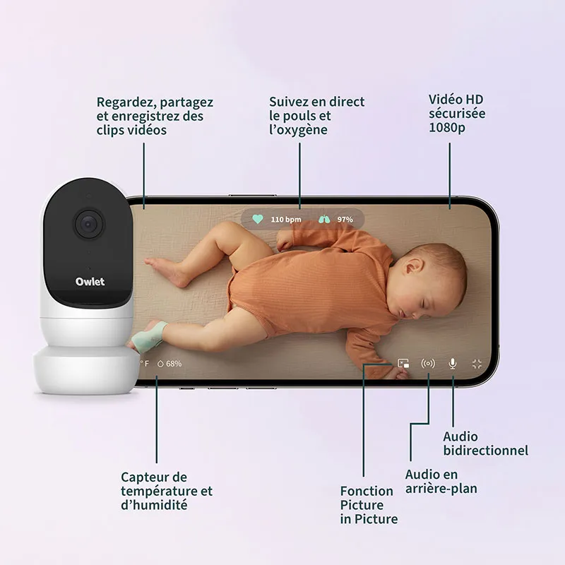 Babyphone Owlet Cam2 + Dream Sock - Menthe-6