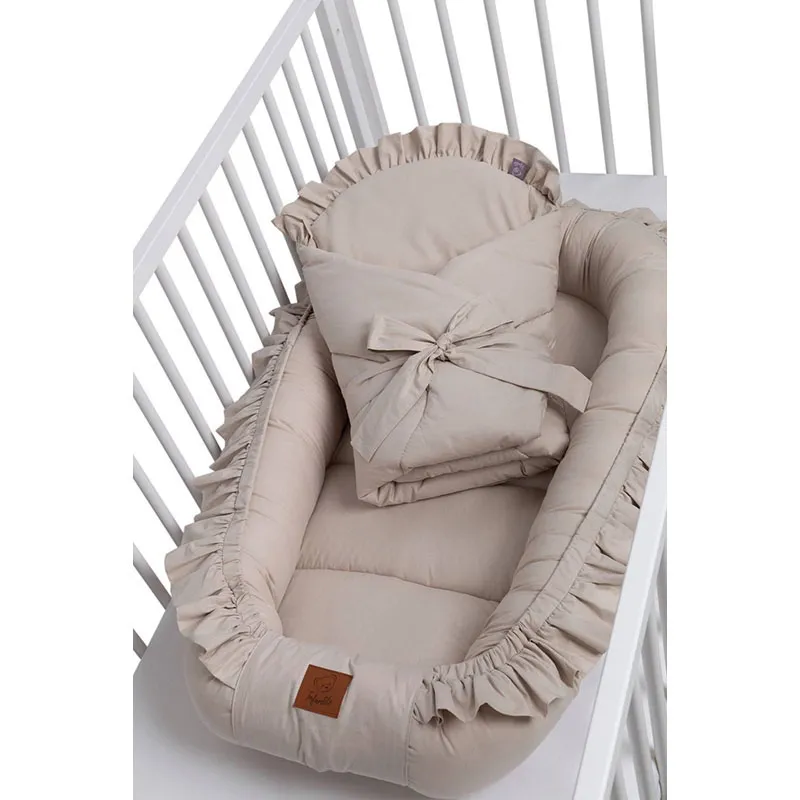 Cocon cale-bébé à volants Beige - 110x60cm-2