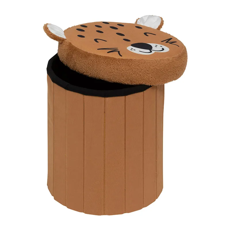 Pouf pliant Léopard - ø30x36cm-4