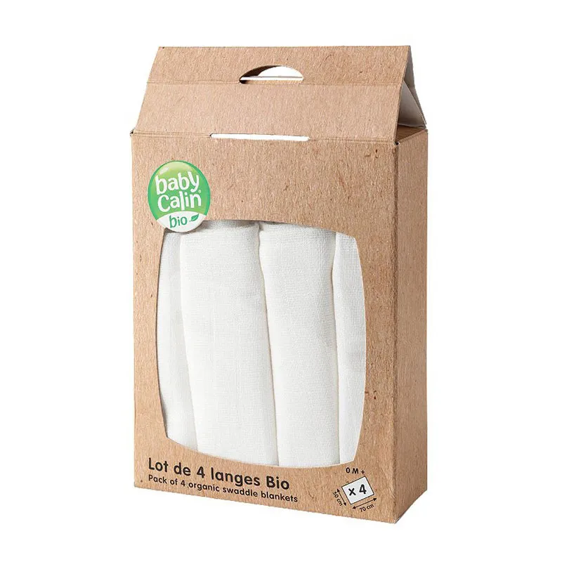 4 Langes Coton BIO Blanc - 50x70cm-2