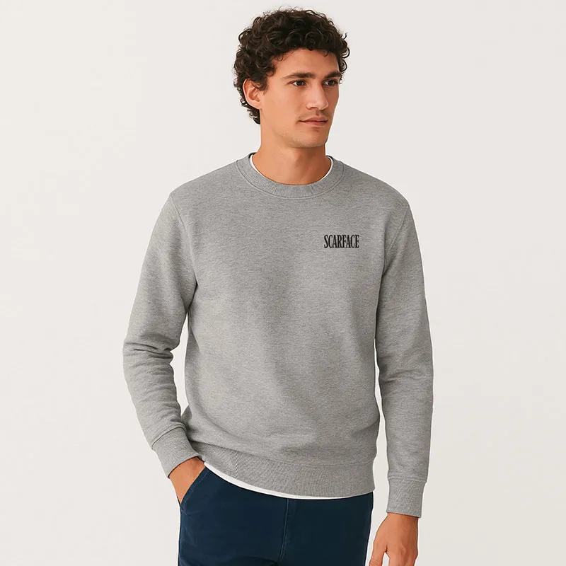 Sweat Homme Scarface logo cœur - Gris chiné-0
