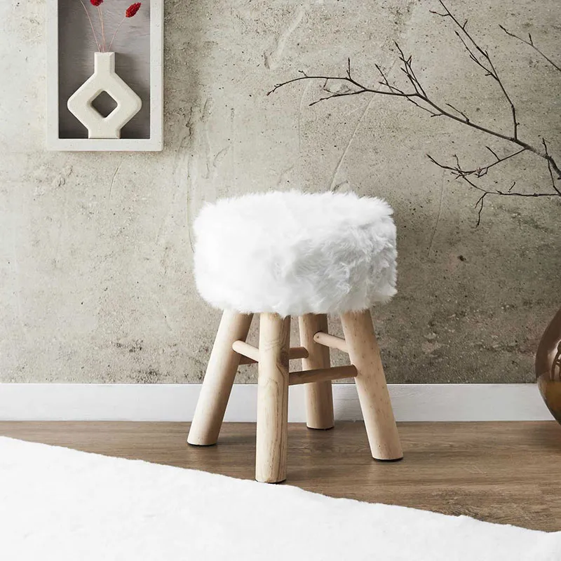 Tabouret imitation fourrure - 28x40x28cm-1