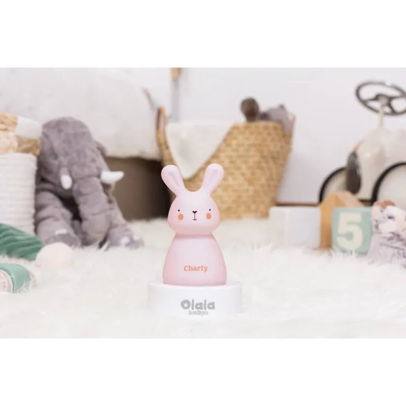 Veilleuse + Charg. Induction Solo - Lapin Rose-3
