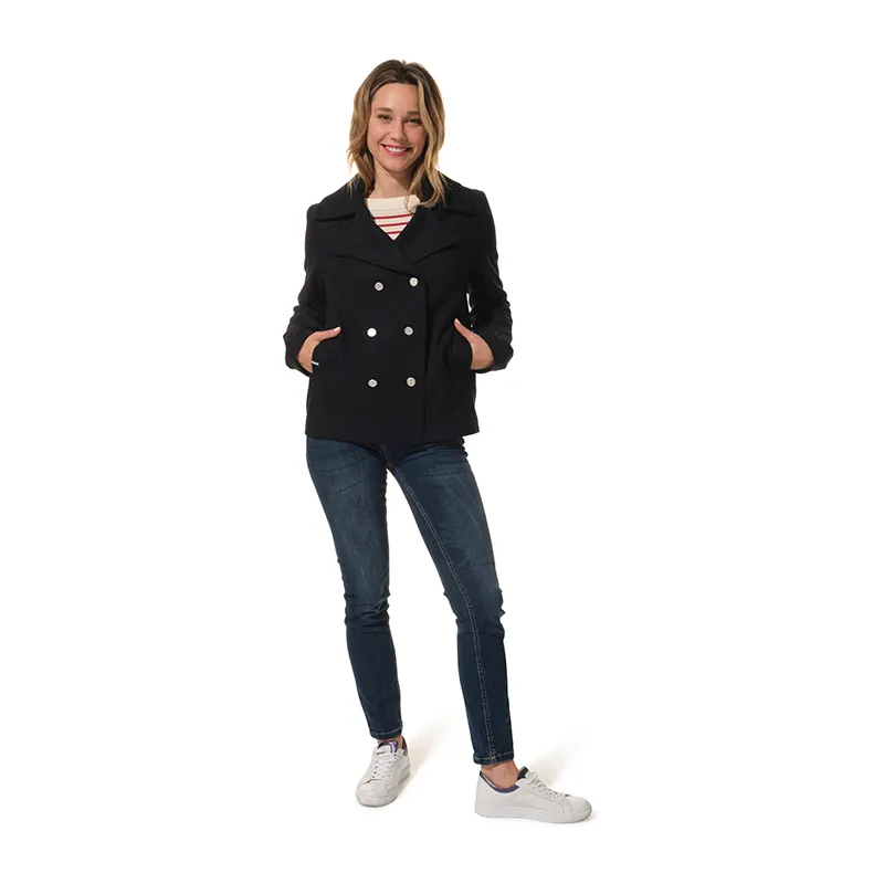 Caban Court Drap de laine Femme - Marine-0