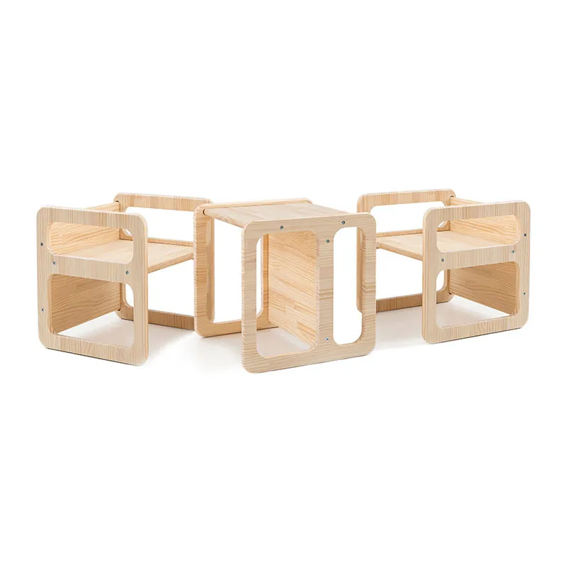 3 Cubes de motricité Montessori Naturel - 40x40cm-1