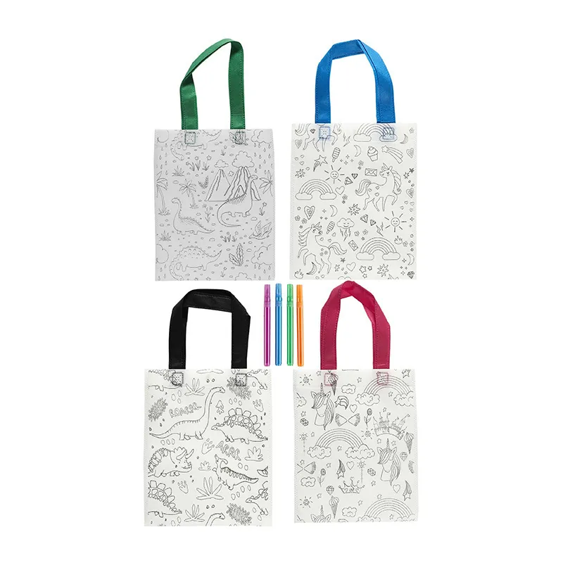 Tote bag personnalisable & Feutres 4pcs Aléa. - 20x25cm-0