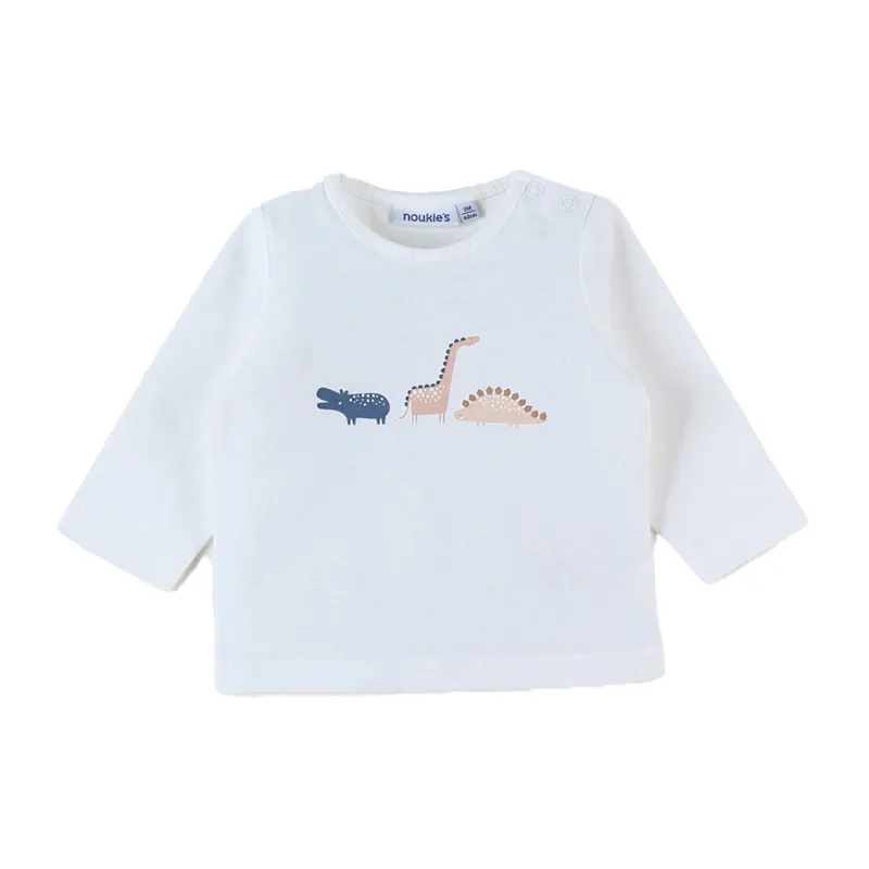Ensemble Gilet + T-shirt ML + Legging Dinosaure - Écru/Bleu/Beige-4