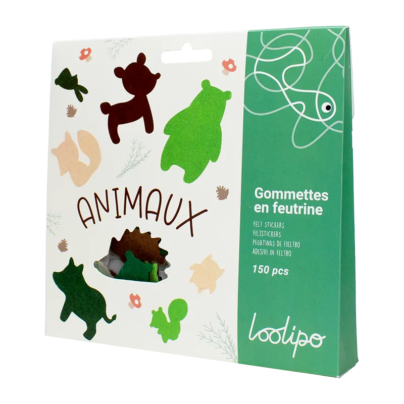 Gommettes feutrine Animaux 150pcs – 3+-2