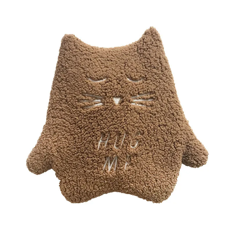 Peluche bouillotte Chaton Camel - 33x31x5cm-0