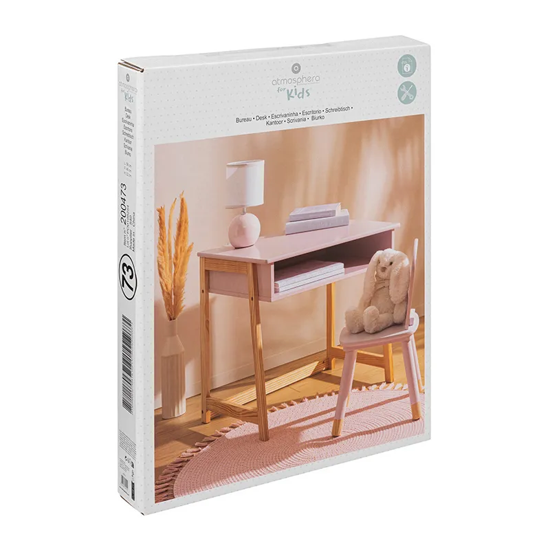 Bureau enfant maternelle Bois Rose - 58x46x52cm-3