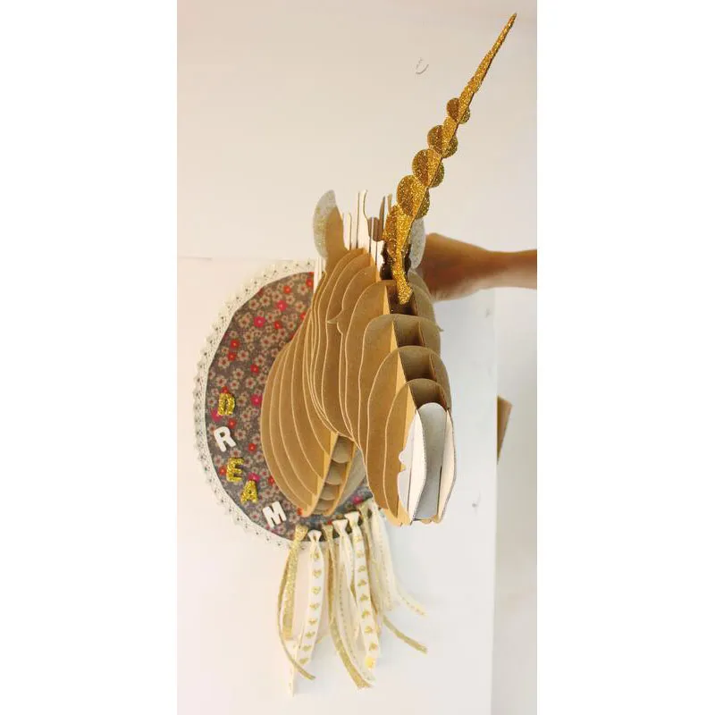 Trophée tête de licorne carton à assembler - 25x40x28cm-3