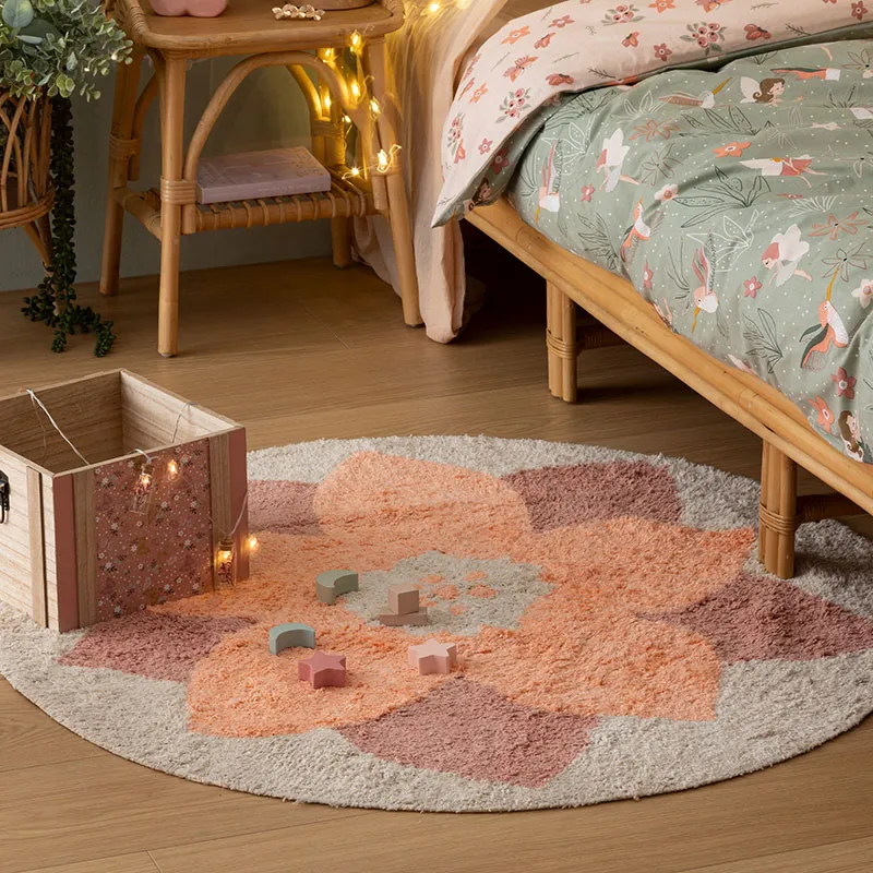 Tapis rond Fleur Coton tufté - ø100cm-1