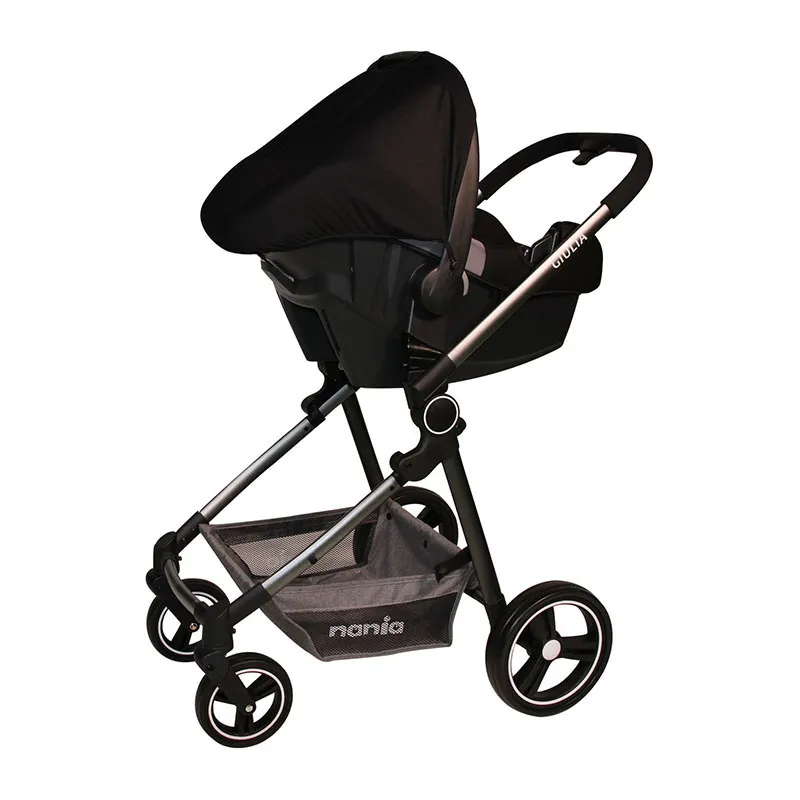 Duo Poussette transformable Giulia + Siège-auto Gr.0+ Beone +Sac à langer+Habillage pluie - Gris-5