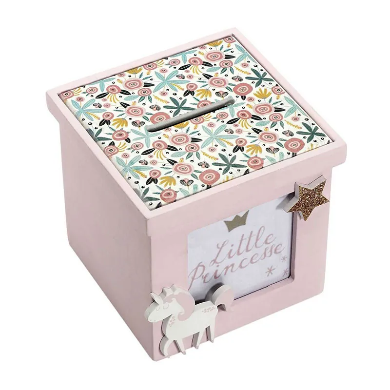 Tirelire Cube bois Rose - 60x40x11,5cm-3