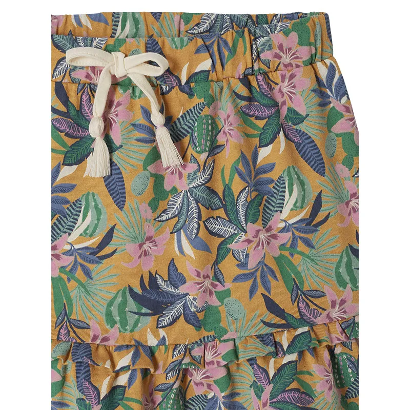 Jupe à volant motifs exotiques fille - Moutarde-2