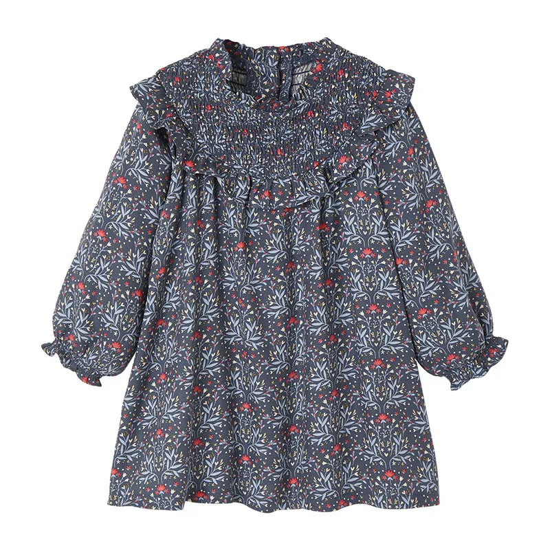 Robe courte viscose smock - Bleu ardoise-0