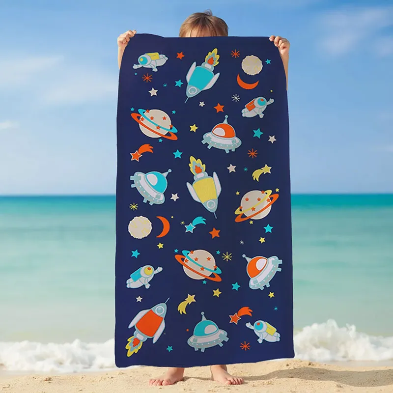 Serviette de plage enfant Galaxy Bleu - 70x140cm-3