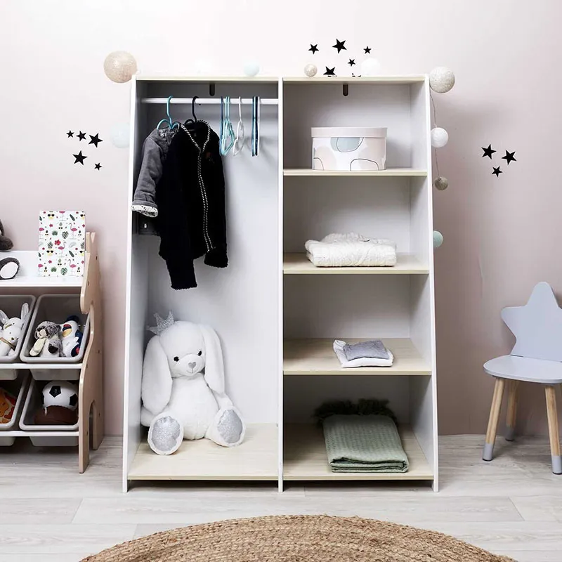 Armoire Scandinave Blanc/Beige - 90x48x120cm-0