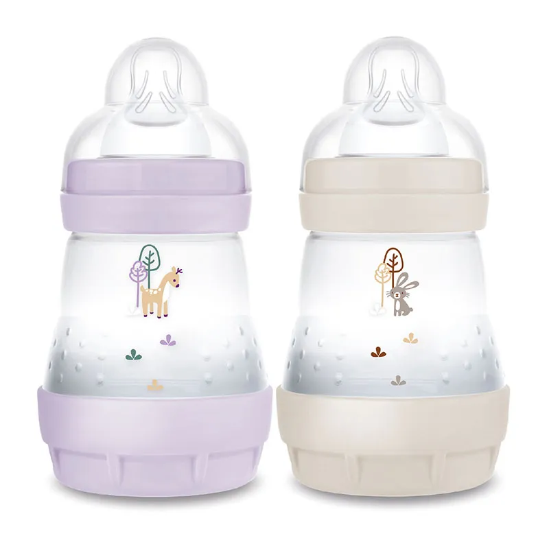 2 Biberons Easy Start anti-colique 160ml Tétine 1 - Lilas/Sable-0