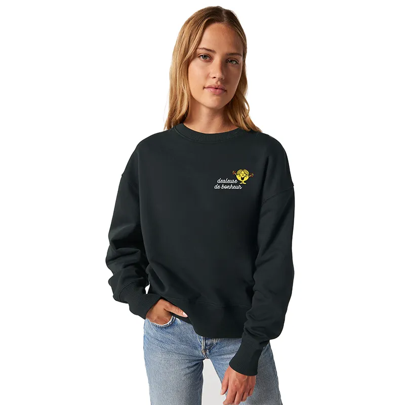 Sweat Femme Dealeuse de bonheur coeur - Noir-0