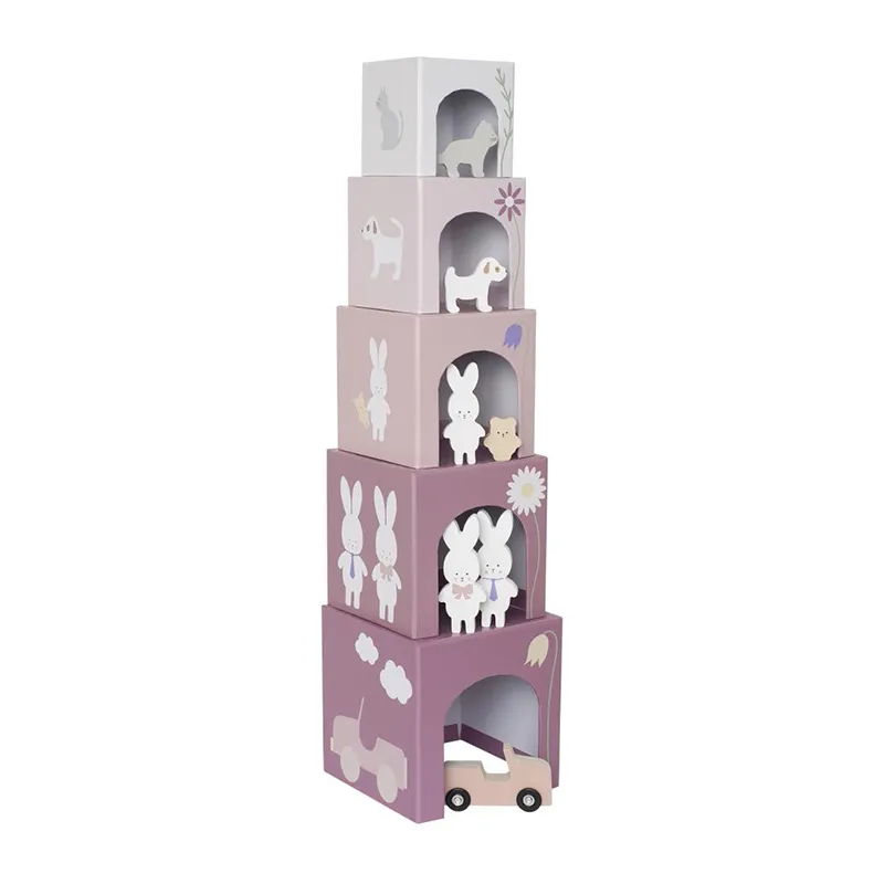Cubes empilables jouets Lapin  - 15x15x63cm-0