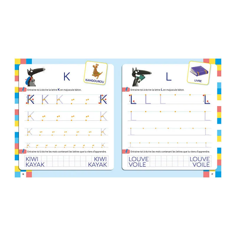 Mon cahier d'écriture lettres bâtons avec Loup - 4+-1