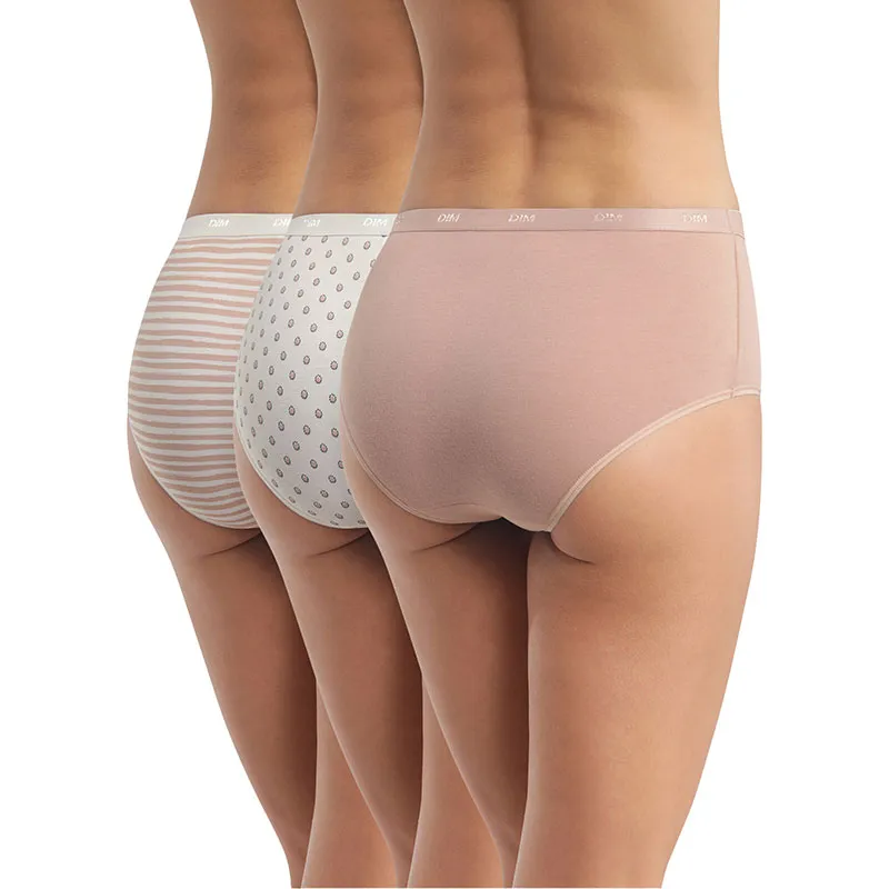 3 Shorties Pocket Coton - Rose/Blanc-1