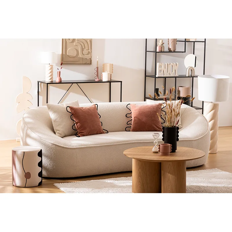 Pouf Nofy velours Blanc - ø31x38cm-3