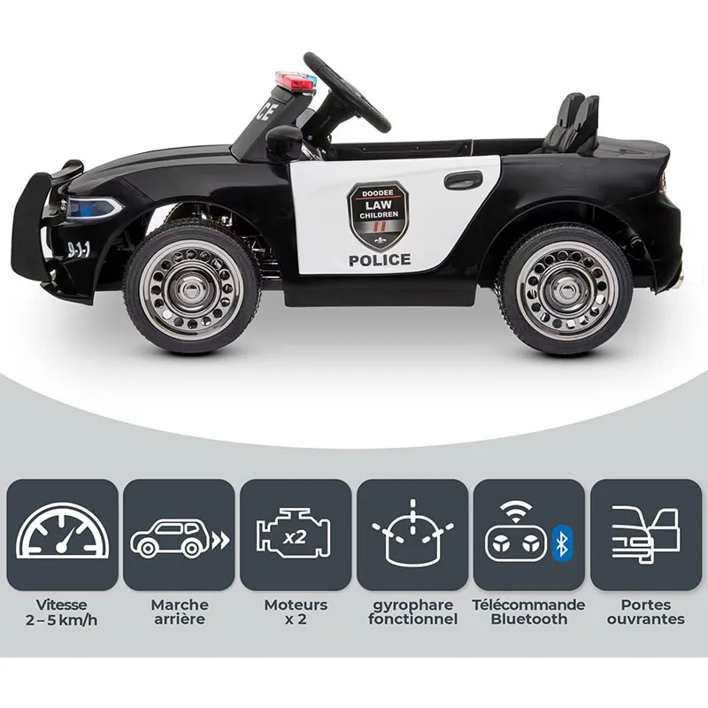 Voiture électrique Police Noir - 36m+-3