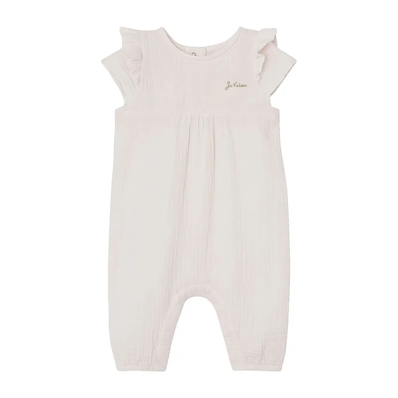 Combinaison MC gaze de coton - Rose pâle-0