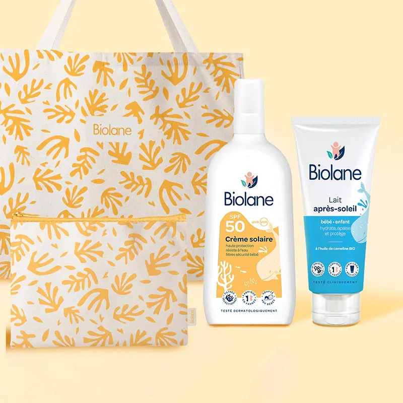 Kit Crème Solaire 200ml + Lait après solaire + Sac de plage et pochette maillot-0