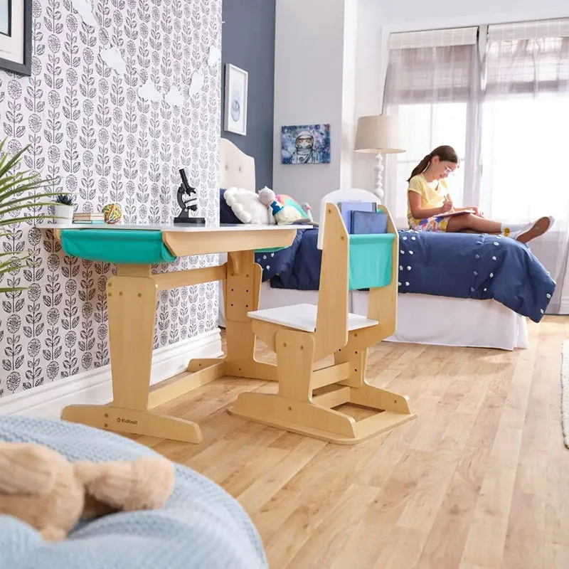 Bureau & Chaise réglables Naturel - 4+-2