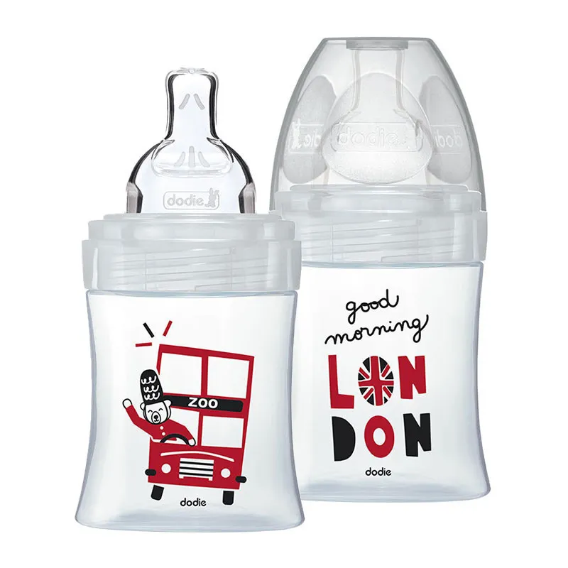 2 Bibs anti-coliq. Tétines plates Verre 150ml déb.1 Londres - 0m+-0