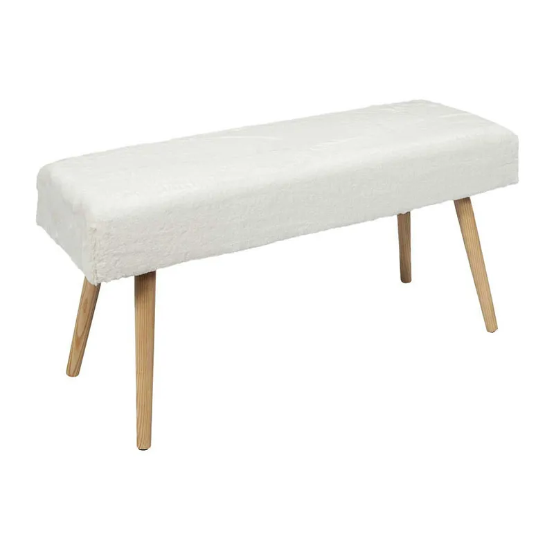 Banc imitation fourrure Auréa Blanc/Marron - 100x35x45cm-1